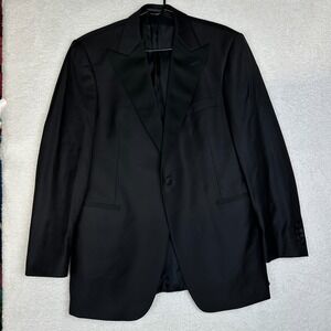 Thom Sweeney London Black Tuxedo Jacket 100% Wool Cupro Lined Men's Approx 40R